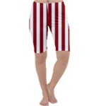 Vertical Stripes - White and Dark Red Cropped Leggings