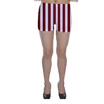 Vertical Stripes - White and Dark Red Skinny Shorts