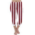 Vertical Stripes - White and Dark Red Capri Winter Leggings