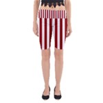 Vertical Stripes - White and Dark Red Yoga Cropped Leggings