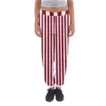 Vertical Stripes - White and Dark Red Women s Jogger Sweatpants