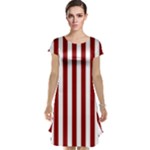 Vertical Stripes - White and Dark Red Cap Sleeve Nightdress