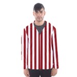 Vertical Stripes - White and Dark Red Hooded Wind Breaker (Men)