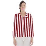 Vertical Stripes - White and Dark Red Wind Breaker (Women)