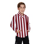 Vertical Stripes - White and Dark Red Wind Breaker (Kids)