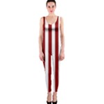 Vertical Stripes - White and Dark Red OnePiece Catsuit