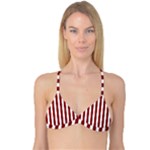 Vertical Stripes - White and Dark Red Reversible Tri Bikini Top