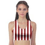 Vertical Stripes - White and Dark Red Women s Sports Bra