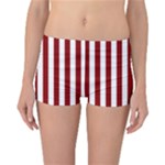 Vertical Stripes - White and Dark Red Reversible Boyleg Bikini Bottoms