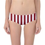 Vertical Stripes - White and Dark Red Classic Bikini Bottoms