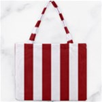 Vertical Stripes - White and Dark Red Mini Tote Bag