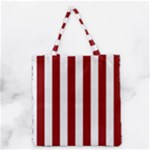 Vertical Stripes - White and Dark Red Grocery Tote Bag