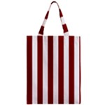 Vertical Stripes - White and Dark Red Zipper Classic Tote Bag