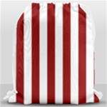 Vertical Stripes - White and Dark Red Drawstring Bag (Large)