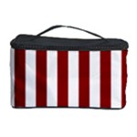 Vertical Stripes - White and Dark Red Cosmetic Storage Case