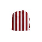 Vertical Stripes - White and Dark Red Drawstring Pouch (S)