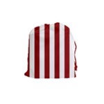 Vertical Stripes - White and Dark Red Drawstring Pouch (M)