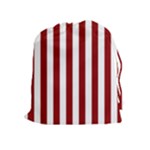 Vertical Stripes - White and Dark Red Drawstring Pouch (XL)