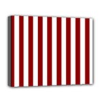 Vertical Stripes - White and Dark Red Deluxe Canvas 20  x 16  (Stretched)