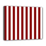 Vertical Stripes - White and Dark Red Deluxe Canvas 24  x 20  (Stretched)