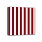 Vertical Stripes - White and Dark Red Mini Canvas 4  x 4  (Stretched)