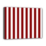 Vertical Stripes - White and Dark Red Canvas 14  x 11  (Stretched)