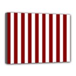 Vertical Stripes - White and Dark Red Canvas 16  x 12  (Stretched)