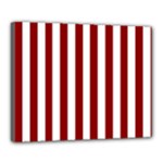 Vertical Stripes - White and Dark Red Canvas 20  x 16  (Stretched)