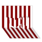 Vertical Stripes - White and Dark Red I Love You 3D Greeting Card (7x5)