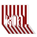 Vertical Stripes - White and Dark Red GIRL 3D Greeting Card (7x5)