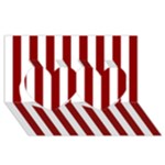 Vertical Stripes - White and Dark Red Twin Hearts 3D Greeting Card (8x4)