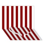 Vertical Stripes - White and Dark Red Heart Bottom 3D Greeting Card (7x5)