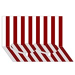 Vertical Stripes - White and Dark Red Twin Heart Bottom 3D Greeting Card (8x4)