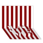 Vertical Stripes - White and Dark Red LOVE Bottom 3D Greeting Card (7x5)