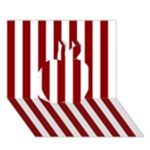 Vertical Stripes - White and Dark Red Apple 3D Greeting Card (7x5)