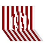 Vertical Stripes - White and Dark Red Peace Sign 3D Greeting Card (7x5)