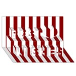 Vertical Stripes - White and Dark Red Best Wish 3D Greeting Card (8x4)