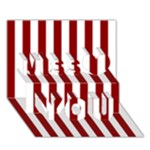 Vertical Stripes - White and Dark Red Miss You 3D Greeting Card (7x5)