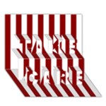 Vertical Stripes - White and Dark Red TAKE CARE 3D Greeting Card (7x5)