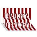 Vertical Stripes - White and Dark Red Happy New Year 3D Greeting Card (8x4)