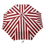 Vertical Stripes - White and Dark Red Folding Umbrella