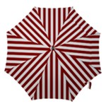 Vertical Stripes - White and Dark Red Hook Handle Umbrella (Large)