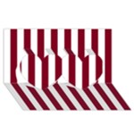 Vertical Stripes - White and Burgundy Red Twin Hearts 3D Greeting Card (8x4)