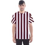 Vertical Stripes - White and Bulgarian Rose Red Men s Sport Mesh Tee