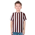 Vertical Stripes - White and Bulgarian Rose Red Kid s Cotton Tee