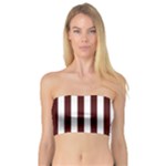 Vertical Stripes - White and Bulgarian Rose Red Bandeau Top