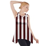 Vertical Stripes - White and Bulgarian Rose Red Side Drop Tank Tunic