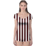 Vertical Stripes - White and Bulgarian Rose Red Boyleg Leotard (Ladies)