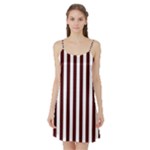 Vertical Stripes - White and Bulgarian Rose Red Satin Night Slip