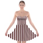 Vertical Stripes - White and Bulgarian Rose Red Strapless Bra Top Dress